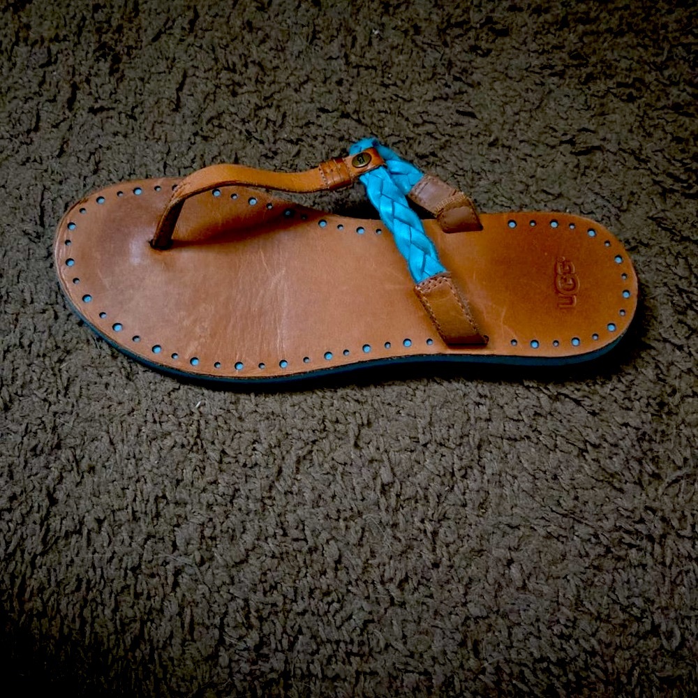 UGG Blue and Brown Sandals with Braided Design